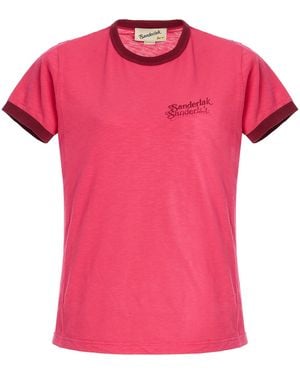 Sanderlak Contrast Rib Cotton T-shirt - Pink