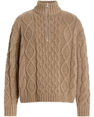 Jenni Kayne Cable-Knit Alpaca-Wool Half-Zip Jumper - Natural