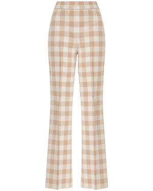 High Sport Kick Gingham Stretch-cotton Knit Cropped Flared Trousers - Natural