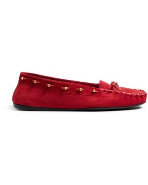 KHAITE Milly Suede Moccasins - Red
