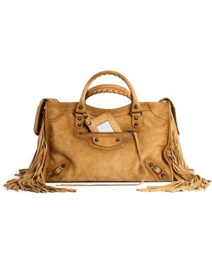 Balenciaga Le City Small Fringed Suede Bag - Metallic