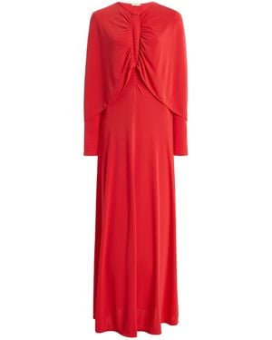 Johanna Ortiz Silent Solstice Jersey Maxi Cape Dress - Red