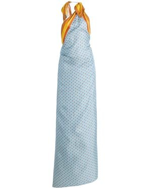 Christopher Esber Exclusive La Isla Bandana-Print Silk-Twill Pareo Cutaway Maxi Dress - Blue