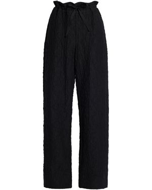 Erdem Drawstring Cotton Cloque Wide-Leg Trousers - Black