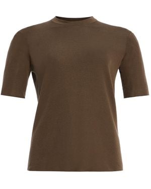 The Row Ozzi Knit Silk T-Shirt - Brown