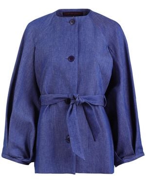 Martin Grant Balloon-Sleeve Stretch-Cotton Jacket - Blue