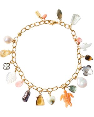 Chan Luu Playa-Plated Multi-Stone Anklet - Metallic
