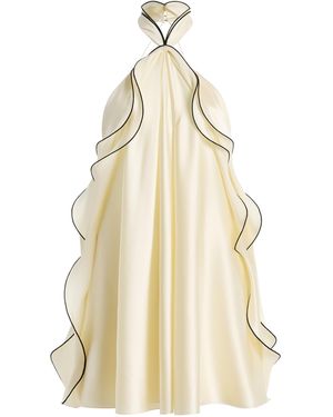Brandon Maxwell Remy Ruffle Stretch-Silk Charmeuse Mini Dress - Natural