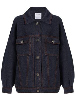 Barrie Oversized Cashmere-Denim Jacket - Blue
