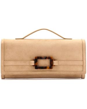Roger Vivier Belle Vivier Suede Clutch - Natural