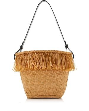Proenza Schouler Fringed Raffia Bucket Bag - Metallic