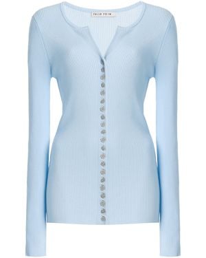 Third Form Exclusive Moonlit Ribbed-Knit Cardigan - Blue