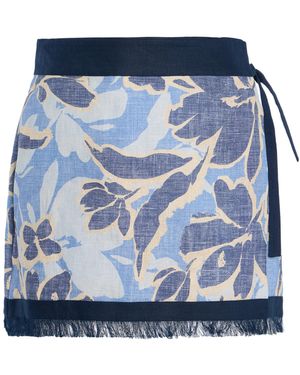 Jonathan Simkhai Bethany Hydrangea-Printed Linen Mini Wrap Skirt - Blue