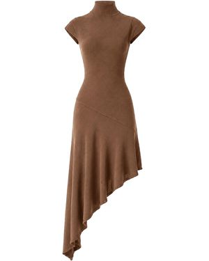 Monse Cascade-Hem Merino Wool Midi Dress - Brown