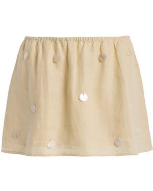 ELCE Oceane Embellished Linen Mini Skirt - Natural