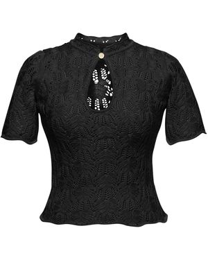 Lena Hoschek Choupette Cotton-Blend Knitted Top - Black