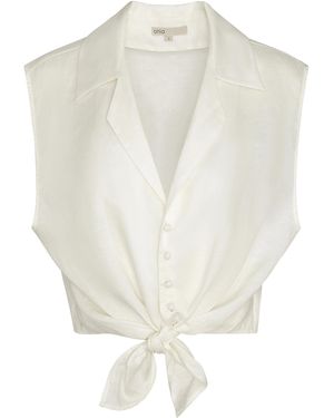 Onia Tie Front Linen-Blend Shirt - White
