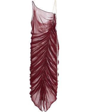 Mel Usine Ines Silk Draped Asymmetrical Maxi Dress - Purple