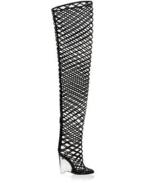 Alaïa Wedge Leather Over-the-knee Boots - Black