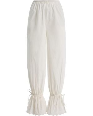 Posse Exclusive Lois Broderie Anglaise Cotton Balloon Trousers - White