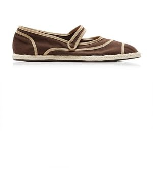 STAUD Nora Canvas Espadrille Flats - Brown
