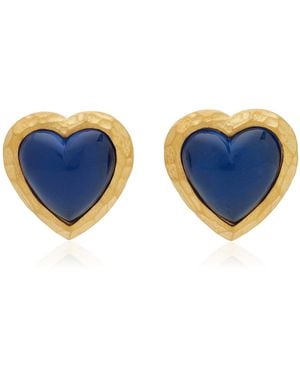 Anabela Chan Heart 24k Gold And Aluminum Gem Earrings - Blue