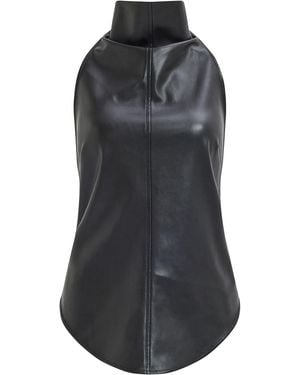Aje. Lucy Faux Leather Halterneck Top - Black