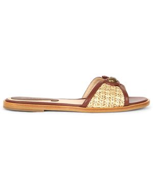 Etro Straw And Leather Fondo Sandal - White