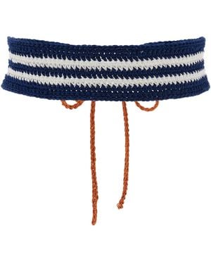 Pardo Hats Exclusive La Isla Remo Crocheted Linen Belt - Blue