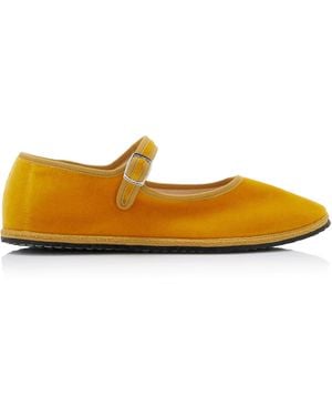 Vibi Venezia Velvet Mary Jane Flats - Yellow