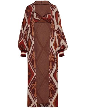 Johanna Ortiz Palm Ornaments Cotton Cardigan And Top Set - Red