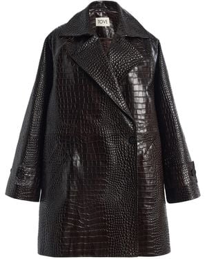 TOVE Clea Embossed Leather Coat - Black