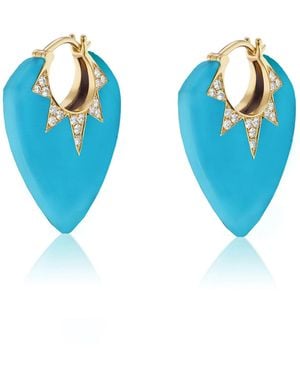 Sorellina Stone Guitar Pick 18K Multi-Stone Earrings - Blue