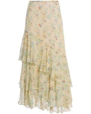 Ulla Johnson Meadow Crinkled Silk Chiffon Midi Skirt - Natural