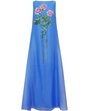 LEO LIN Yumei Embellished Silk Gown - Blue