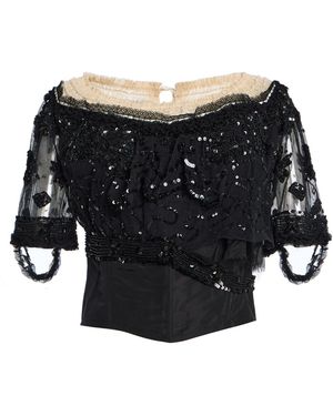 Colleen Allen Embroidered Tulle Evening Bodice - Black