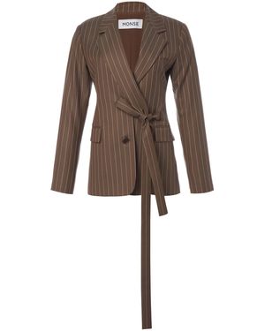 Monse Lapel Tie Wool Jacket - Natural