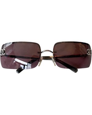Dear Clementine Vintage Chanel Rimless Crystal Embellished Sunglasses - Brown