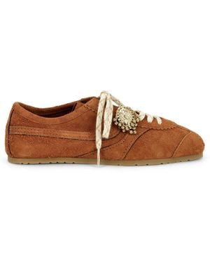 Dries Van Noten Embellished Leather Sneakers - Brown
