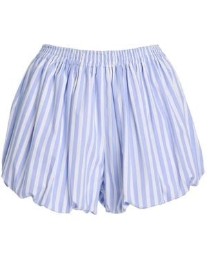 YAITTE Exclusive Riviera Striped Cotton-Poplin Bubble Shorts - Blue