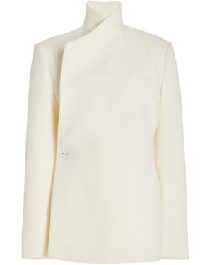 Brandon Maxwell The Roslyn Double-breasted Wool Crepe Jacket - White