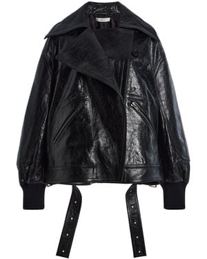 Co. Oversized Leather Bomber Jacket - Black