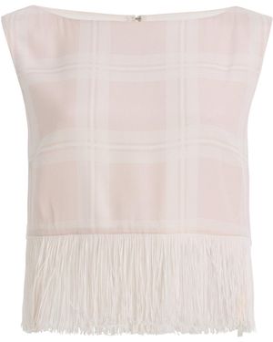 Posse Exclusive La Isla Lola Plaid Crepe Top - White