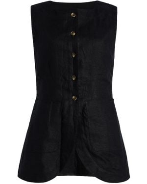 Posse Emma Linen-blend Vest - Black