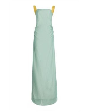 Rosie Assoulin Exclusive Just A Small Gathering Linen-Blend Gown - Green