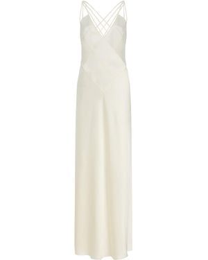 Anna October Melania Open-back Satin Maxi Slip Dress - White
