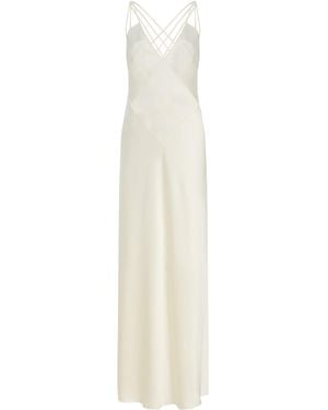 Anna October Melania Open-back Satin Maxi Slip Dress - White