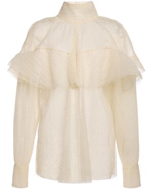 A.W.A.K.E. MODE Frill Detailed Tulle Top - Natural