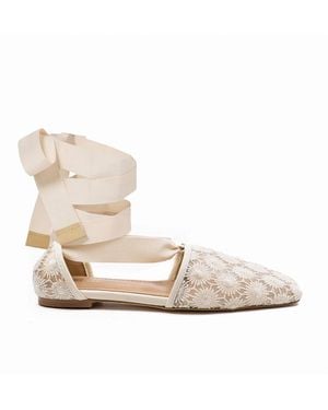 Andrea Gomez Desi Lace-Up Flats - Natural