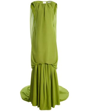 Atelier Prabal Gurung Silk Chiffon Cocoon Tie Gown Lined With Henna Silk Organza - Green